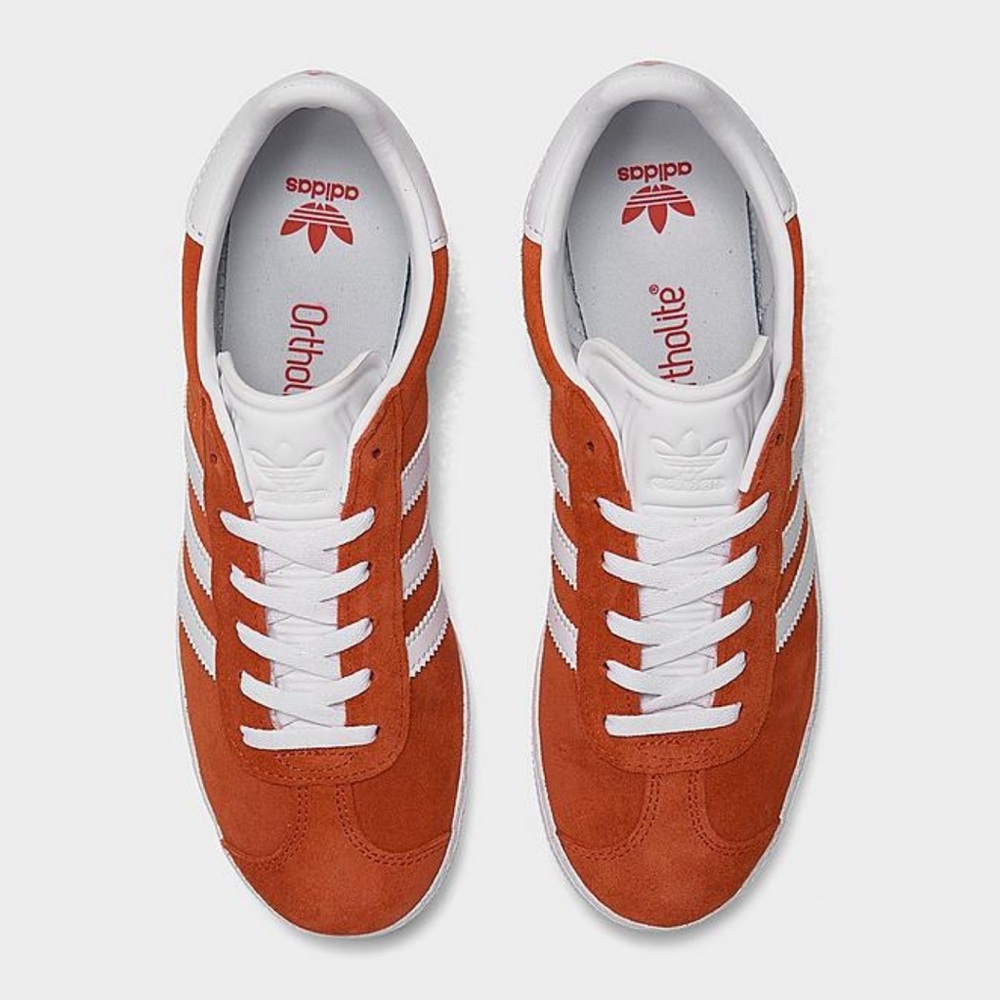 reddish/orange adidas gazelle sneakers shoes
